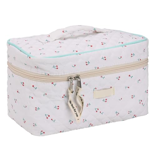 3PCS Makeup Bag Cosmetic Bag for Women,Cotton Large Travel Makeup Organizer Bag,Toiletry Bag for Women for Toiletries Accessories Brushes