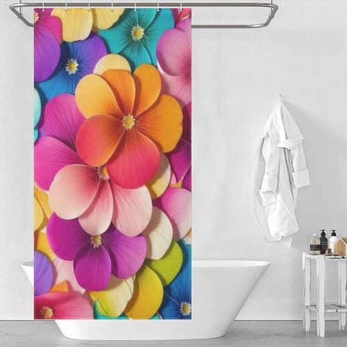 Rideau de douche imperméable et lavable en polyester floral pour baignoire 92x183cm