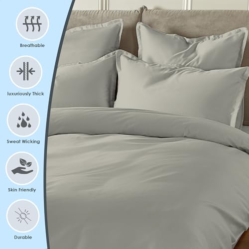 Pizuna Luxurios Cotton Super King Duvet Cover Set Silver - Image 2