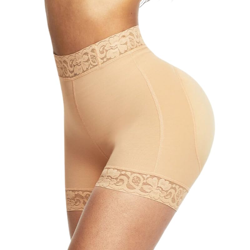 Mujer Bragas con Relleno - Entrenador De Cintura Culo Falso Realzador De Cadera Sexy Control De Barriga Bordado De Encaje Cintura Alta Lencería De Color Sólido De Gran Tamaño