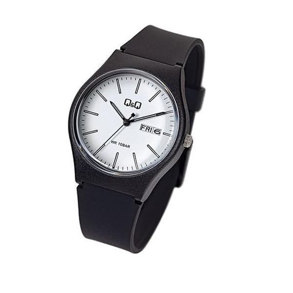 Image of Q&Q Men's Fibre Strap Analog Watch with Day & Date Display - 100 Meters Water Resistant, Lightweight Sports Casual Wristwatch - A212J001Y