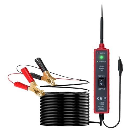 ZKTOOL 6-24V Kfz Stromkreistester Elektroprüfer mit Stromkreissonde Durchgangsprüfer Stromprüfer Spannungsprüfer für Prüflampe Polaritätstest Leerlauftest Diodentest Erdungstest Leistungsmesser