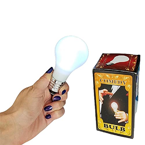 MilesMagic Magician's Comedy Magic Lamp LED Glow in Hand, Touch Model Gimmick with Magnetic Ring and Battery Light Push Bulb for Magic Trick, White