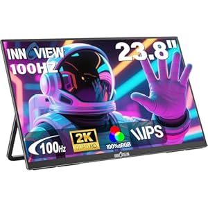 InnoView 23.8 Inch 2K Large Portable Monitor 100Hz 2560X1440 QHD Portable Gaming Monitor Fast IPS ∆