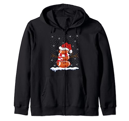 Rugby Xmas Gift Santa Hat Rugby Ball Snowman Christmas Zip Hoodie
