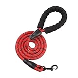 Reflective Dog Leash Foam Handle Pet Lead Rope Anti Lost Black Outdoor Walking,Compatible for Small Medium Large Dogs Training Use(A7)