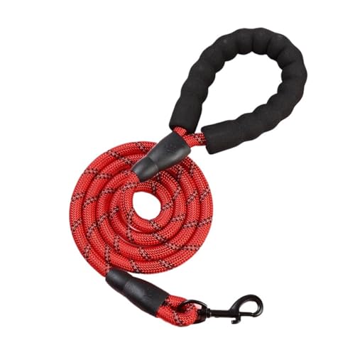 Reflective Dog Leash Foam Handle Pet Lead Rope Anti Lost Black Outdoor Walking,Compatible for Small Medium Large Dogs Training Use(A7)