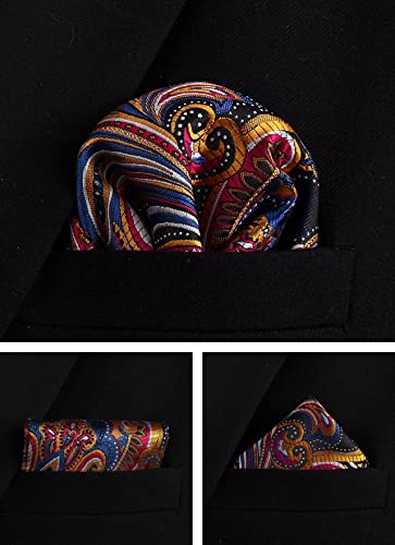 Image of Paisley Floral Mens Tie Formal Necktie Pocket Squares Ties Clips Cufflinks Classic for Men Set