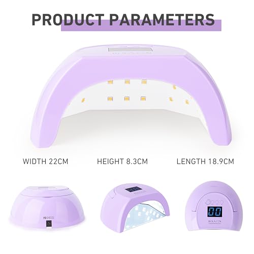 BOLASEN Lâmpada UV para esmalte de gel, luz UV de 80 W para unhas, secador de unhas LED profissional