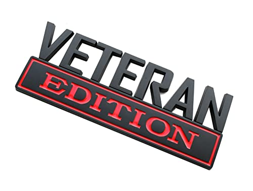 Image of 1x 7 Large Veteran Edition VA Emblem Badges Decal Car Flag Military Replacement for F150 F250 F350 Chevy Silverado 1500 2500 Chevrolet C10 C15 (Black Red)