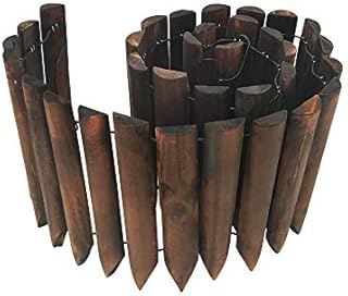 Worth Garden Wooden Short Fence Burnt Wood Finish Outdoor Landscape Edging Flexible Decorative Border - Tree Fence - Spring Garden & Yard Maintenance - 7.9'' H x 42'' L - K619A05