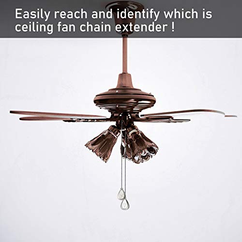 Image of Patelai 4 Pieces Ceiling Fan Pull Chain Extender Ornament 12 Inch Ceiling Pull Chain Extension Classic Drop Shaped Pendant Beaded Ball Cord for Fan light lamp decorative with Connector(Silver)