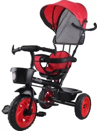 JoyRide Tricycoo 4.1 Kid’s Tricycle, Push Tricycle, Toddler Trike, 4 Stages (Red)