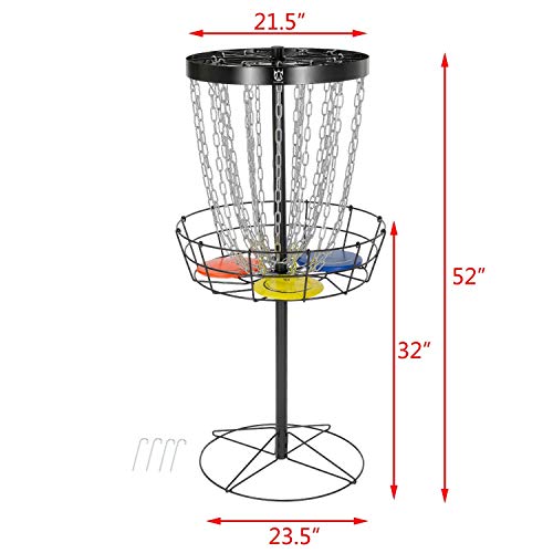 Disc Golf Basket With Disc Target Include 6 Discs, 1 Disc Carry Bag,24-Chain Portable Metal Golf Goals Baskets,Golf Basket #TOP7