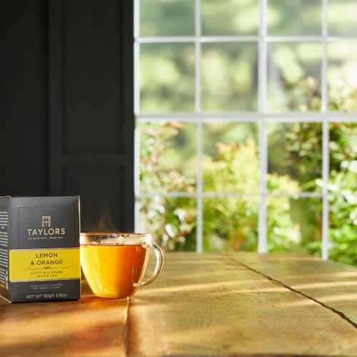 Image of Taylors of Harrogate Lemon & Orange, Black Tea, Individually Wrapped Bags, 20 Count (Pack of 6), Citrussy, Fragrant & Light, Caffeinated, Enjoy Hot or Iced, 120 Teabags Total