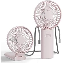HandFan Ultra-Slim & Lightweight Handheld Fan 0.5in,0.3lb, 5 Speeds Portable Hand Held Fan USB Rechargeable 180 Foldable, Quiet Summer Essentials with Lanyard for Travel/Concerts/Lash Pink