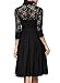Missmay® Women's Vintage 1950s Style 3/4 Sleeve Black Lace Flare A-line Dress Black Large