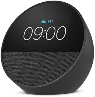 Amazon Echo Spot (modello 2024) | Sveglia intelligente con audio di qualità | Nero, con Accesso Anticipato ad Alexa+
