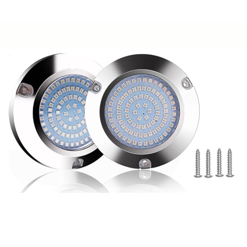 2pcs 90led Boat Marine Led Underwater Lights,Stainless Steel IP68 Waterproof for Navigation Deck Courtesy Night Fishing Cruise Ships Yachts Boats Sailboat Pontoon Transom (2pcs 90led, White)