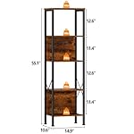 Furologee 5 Tier Tall Bookshelf with Back, Display Narrow Bookcase, Industrial Storage Corner Shelves Organizer for Bedroom, Living Room, Entryway, Kitchen, Rusitc Brown - Image 3