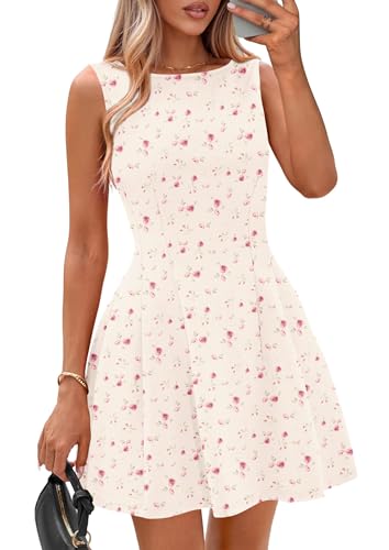 Image of IWD Womens Summer Sleeveless Mini Dress 2026 Elegant Classy Boat Neck A Line Cocktail Party Short Dresses