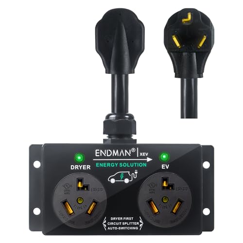 Automatic Power Switch for Dryer and EV (NEMA 10-30P Only) - 3-Prong Intelligent Splitter for Pre-1996 Homes - Share Old 240V Outlet - Compatible with Tesla & All EVs