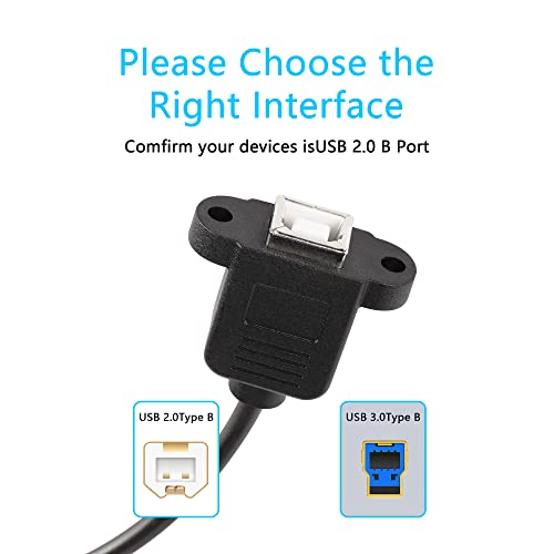 SinLoon USB 2.0 Type-B Printer Cable 2Pcs USB 2.0 A Male to B Female Printer Short Extension Cable for Printers and Scanners-1.6FT - Image 2