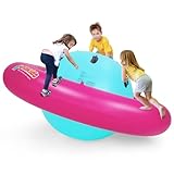 OLAKIDS 8FT Inflatable Dome Rocker Bouncer, Outdoor Kids Giant Roll and Play Seesaw Rocker with 6 Secure Handles, Max Weight 250 LBS, Toddlers Climbing Toy Backyard Play Center Equipment