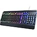 RisoPhy Gaming Tastatur, QWERTZ, Vollmetallgehäuse, Regenbogen-LED-Hintergrundb... Leise Computer Tastatur, Handballenauflage, Beleuchtet Tastatur mit Kabel USB für PC und Mac Gamer