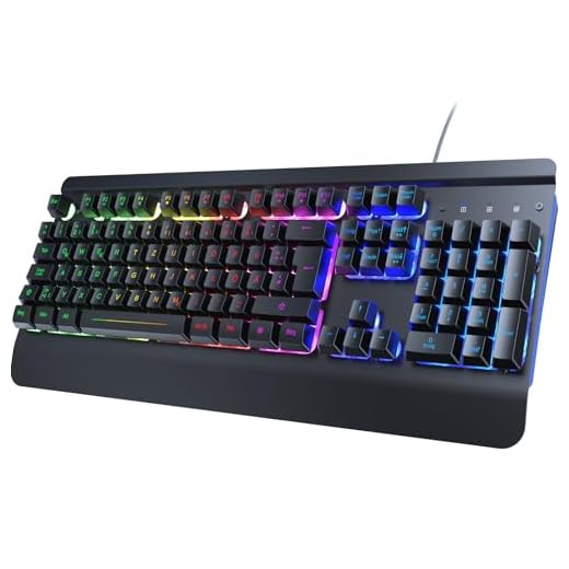 RisoPhy Gaming Tastatur, QWERTZ, Vollmetallgehäuse, Regenbogen-LED-Hintergrundbeleuchtung, Leise Computer Tastatur, Handballenauflage, Beleuchtet Tastatur mit Kabel USB für PC und Mac Gamer