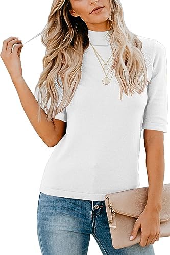 LETSRUNWILD Business Casual Tops for Women Dressy Cute Tops Mock Turtleneck Tshirts Shirts