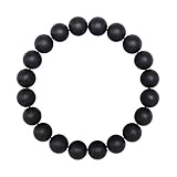 FORZIANI 8mm Natural Black Agate Onyx Beads Stretch Bracelet - Truth + Strength - High Quality Black