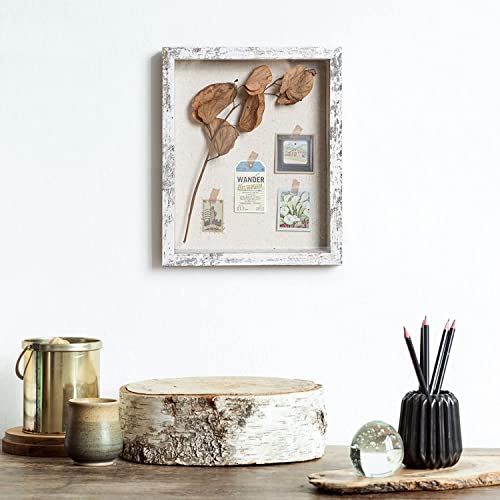 Califortree Shadow Box Frame 8.5x11 with Linen Back - Sturdy Memory Display Case of Flower, Pictures, Medals and More, Rustic White