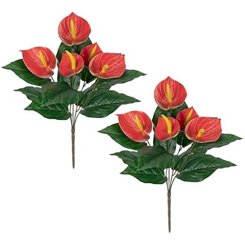 Oairse Set of 2 Artificial Anthurium Flowers Cover