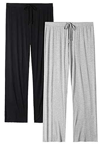 Vislivin Casual Womens Pants Soft Lounge Pants Sleep Pajama Bottoms with Pocket Black/Gray-1 M
