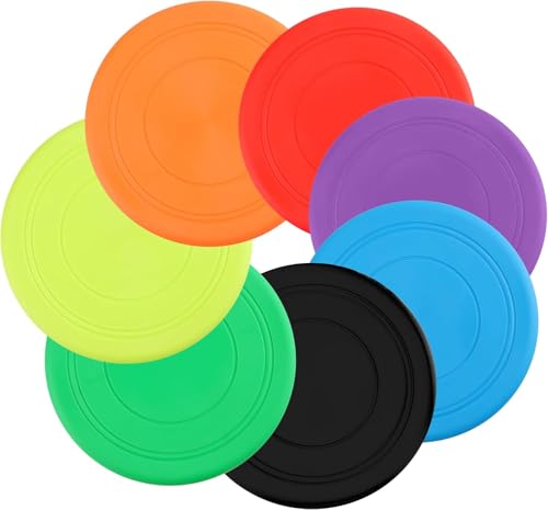 SHSHbuy Hundefrisbee 7 Stück Hunde Frisbees,Hund Scheibe,Gummi Fliegende Scheibe,Frisbee Hund für Hundetraining,Werfen Fangen Spielen Hundespielzeug 18CM