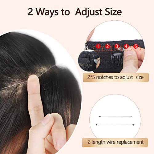 Isaic Invisible Wire Hair Extensions 24 Inch Straight Heat Resistant Synthetic Invisible Hair Extensions For Women Adjustable Size 4 Secure Clips Hairpiece For Daily Party Use(Black Brown) #TOP4