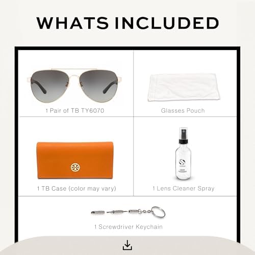 Tory Burch TY6070 PILOT Shape Sunglasses with eSHADES Luxury Eyewear kit Bundle3
