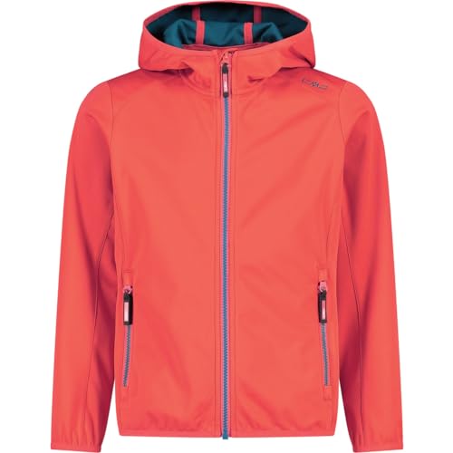 CMP - Chaqueta softshell ligera para niños con capucha fija, Campari, 128