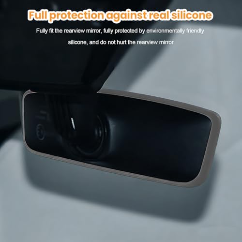 ANFTDCO Car Rear View Mirror Protector Frame, Soft Silicone Auto Rearview Mirror Edge Cover, Vehicle Rear View Protection Trim Frame Decor Accessories, Compatible with Model 3 Model Y (Gray)