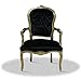 Chaise baroque - Chaise de salon - Chaise de salon - Accoudoirs - Tissu noir et doré - Pour salle à manger, salon, bureau, couloir - Style classique de qualité supérieure - Moderne