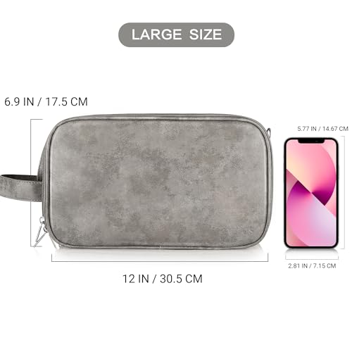Elviros Toiletry Bag for Men, Large Travel Shaving Dopp Kit Water-resistant Bathroom Toiletries Organizer PU Leather Cosmetic Bags