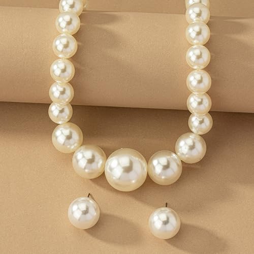 Faux Pearls Beaded Necklaces - Stackable Layered Choker Necklace - Large Pearl Statement Necklace - Bridal Wedding Party Jewelry Gift4