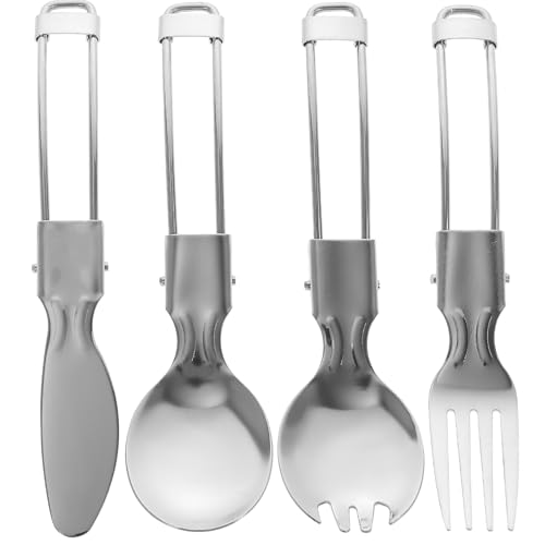 MAGICLULU Cubiertos Plegables de Acero Inoxidable Reutilizables con Bolsa de Almacenamiento Portátil Utensilios Compactos para Camping y Picnic Diseño Fácil de Transportar