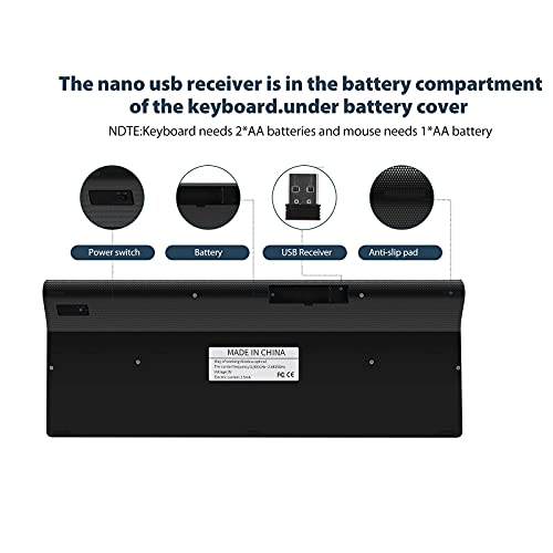2.4Ghz Wireless Vertical Ergonomic Mouse And Keyboard Combo Ultra-Thin Portable Size For Pc Desktop Computer Laptop Mac Tablet #TOP3