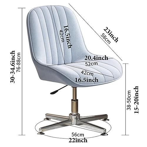 Ergonomiczne krzesło biurowe bez podłokietników z obrotowym siedziskiem ze skóry PU, nowoczesne krzesło komputerowe ze skrzyżowanymi nogami, do domu/biura, wygodne siedzisko, khaki