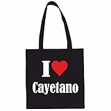 Reifen-Markt I Love Cayetano - Bolsa de la compra (38 x 42 cm), color negro o blanco, Negro , 38x42cm