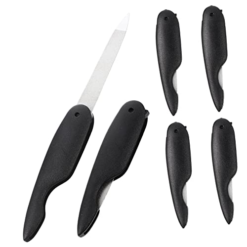 LALADEFIEE 6個 折りたたみ爪やすり ドリル ディップネイルキット バリカン nail polish nail gel トリムネイルファイル 両面印刷ネイルファイル ステンレス鋼 Black