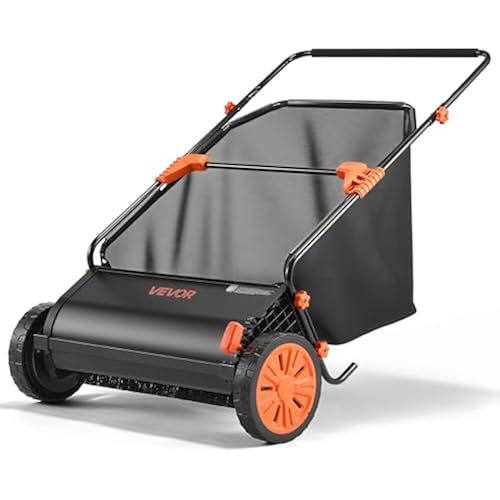 VEVOR Push Lawn Sweeper 26 in Leaf & Grass Collector 7 cu. ft. Hopper Bag