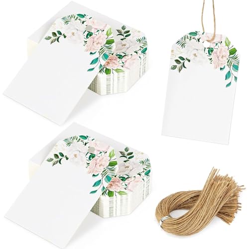 VGOODALL 80PCS Floral Gift Tags with String, 2 X 3 inch